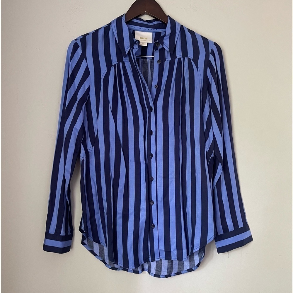 Anthropologie Maeve | Breckenridge Periwinkle Striped Blouse | XS​